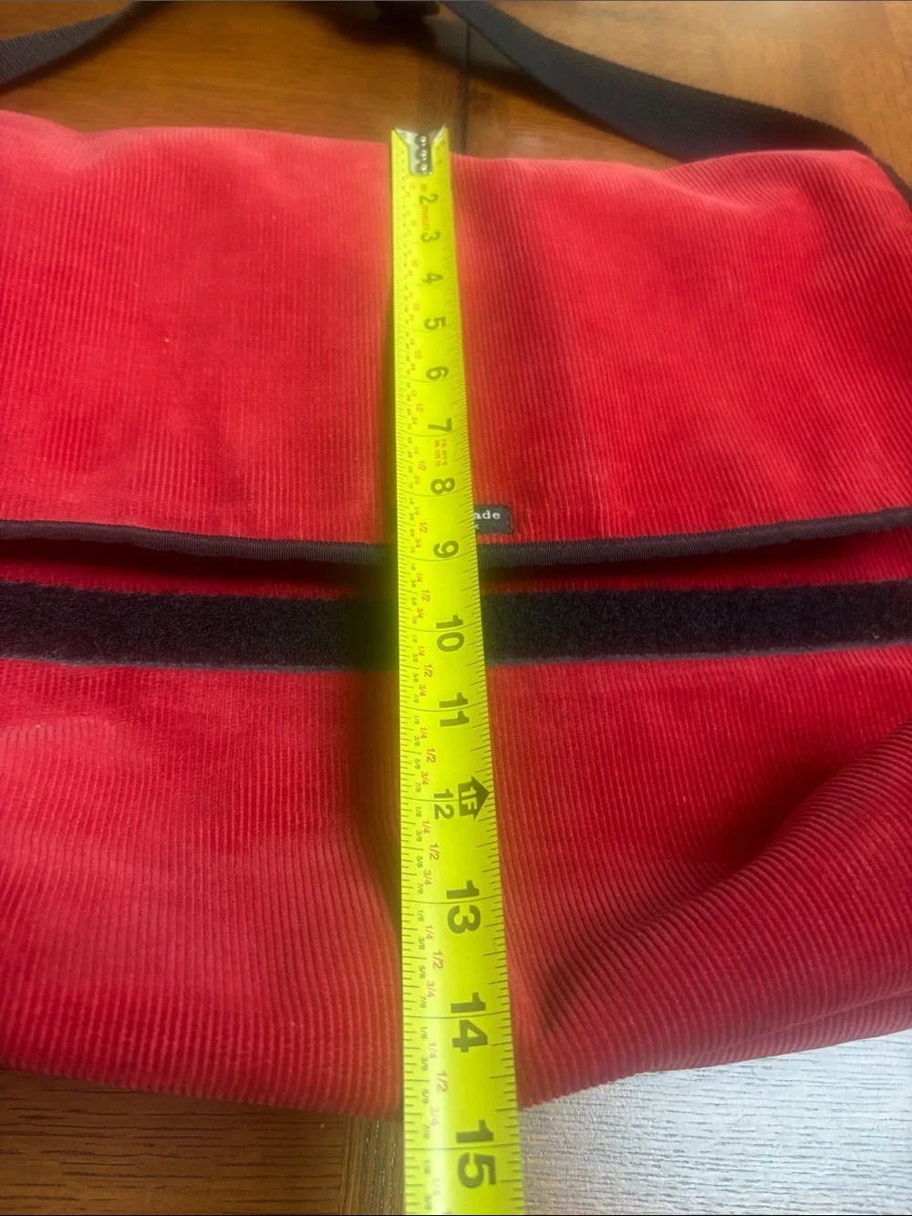 kate spade Red Corduroy Messenger Bag with Black Trim